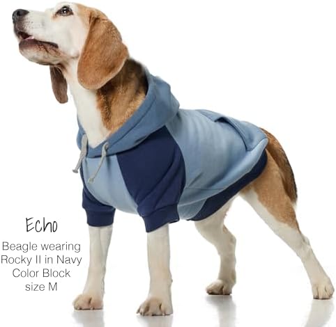 Pet Passion Rocky II Dog Hoodie, Navy Color Block, Large