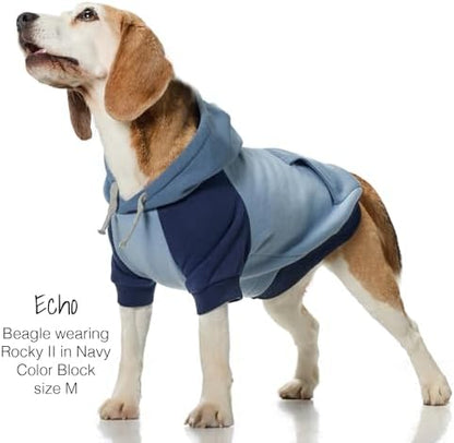 Pet Passion Rocky II Dog Hoodie, Navy Color Block, Large