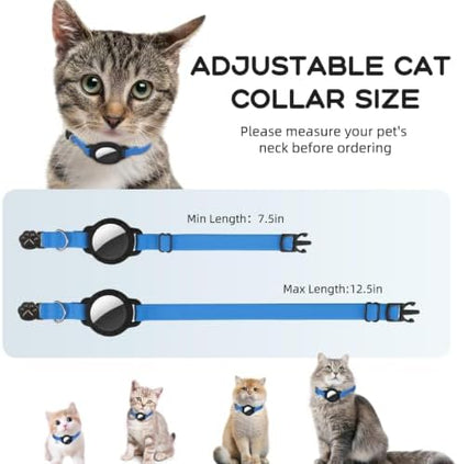 AirTag Cat Collars, Stretchy Collar with AirTag Holder and Bell