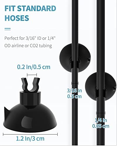 Pawfly Aquarium Suction Cup Clips for Standard 3/16" ID Airline Tubing Black Air Hose Holder Clamp Accessories for Fish Tank Aeration Setup, 30 Pack