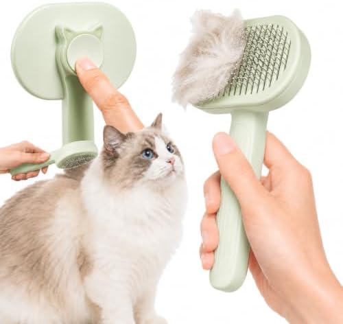 Cat Brushes for Indoor Cats, Cat Deshedding Tool for Long Hair Cats, Green