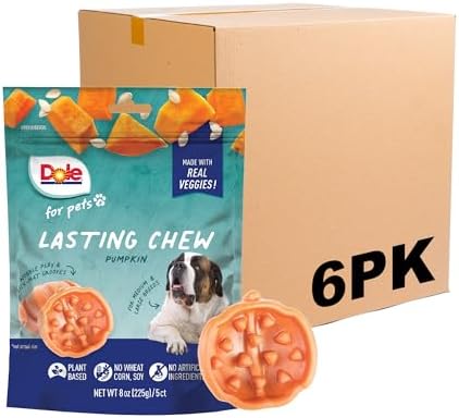 Dole Freshly Fetched Lasting Chew, Pumpkin Flavor, Med Lg Breeds, 8 Oz, 6Pk