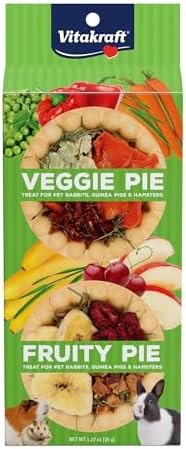 Vitakraft Veggie & Fruity Pie Treat for Pet Rabbits, Guinea Pigs, and Hamsters, 2 Pies,brown,24" x 50", 1.27 Ounce (Pack of 1)
