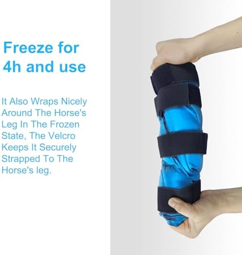 Horse Ice Boots 2-Pack - Reusable Gel Cold Therapy Pack for Swelling & Pain Relief, Cooling Wraps for Hock, Knee, Ankle, Hoof, Adjustable Fit for Horses, Ponies, Drafts, Durable, Leak-Resistant (Blue)