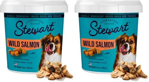 Stewart Freeze Dried Dog Treats, 100% Wild Salmon, 9.5oz Tub (2 Pack)