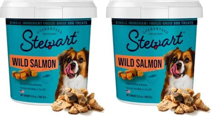 Stewart Freeze Dried Dog Treats, 100% Wild Salmon, 9.5oz Tub (2 Pack)