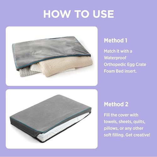 LE SURE Flannel Plush Dog Bed Cover Replacement, XL 41x29x3.5in, Grey