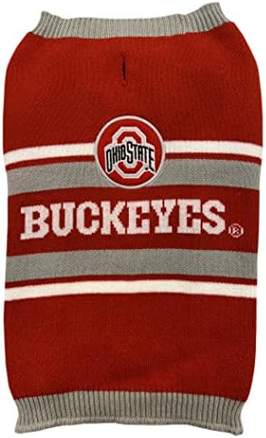 NCAA Ohio State Buckeyes Dog Sweater, Size Extra Small. Warm and Cozy Knit Pet Sweater with NCAA Team Logo, Best Puppy Sweater for Large and Small Dogs