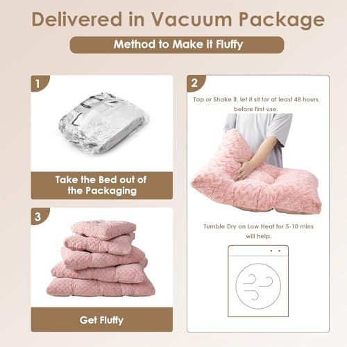 EHEYCIGA Washable Large Dog Bed for Crate, 35x23 Inch Pet Bed, Pink