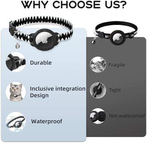 AirTag Cat Collars, Stretchy Collar with AirTag Holder and Bell