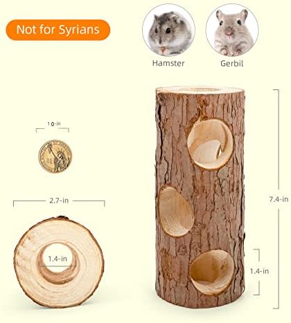 Niteangel Natural Wooden Hamster Mouse Tunnel Tube Toy Forest Hollow Tree Trunk