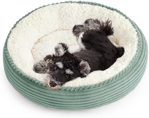 Love's cabin Round Donut Cat and Dog Cushion Bed, 24in Pet Bed for Small or Medium Dogs, Anti-Slip & Water-Resistant Bottom, Soft Durable Fabric Pet Beds, Washable Calming Cat Bed Apple Green