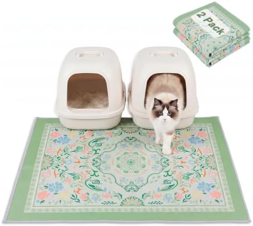 Bienbee Cat Litter Mat, 2 Pack 33" x 22" Machine Washable for Litter Boxes