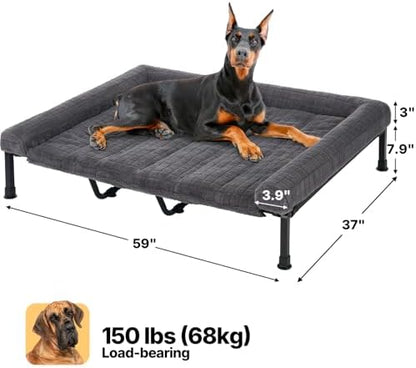 Veehoo Elevated Dog Bed with Fluffy Plush Bolster Cushion, Dog Couch Bed