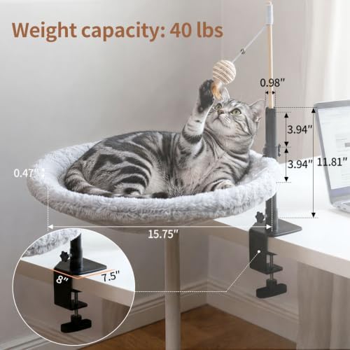 Cat Bed for Desk 2-Layer Cat Hammock 360° Rotating Perch Holds Up to 40 Lbs