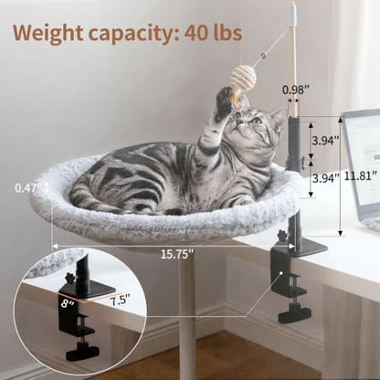 Cat Bed for Desk 2-Layer Cat Hammock 360° Rotating Perch Holds Up to 40 Lbs