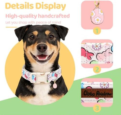 Dog Collars, Easter Colorful Rabbit Print Pet Collar Holiday Cute Durable Adjustable Pendant Gift Collar with Quick Release Plastic Buckle for Medium Dogs