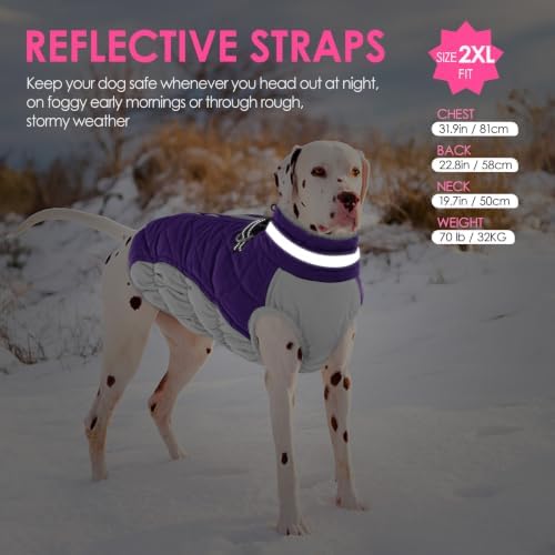 AOFITEE Dog Coat Warm Fleece Dog Winter Coat with Harness for Large Dogs