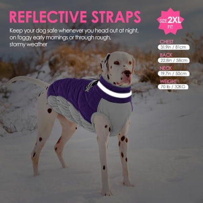 AOFITEE Dog Coat Warm Fleece Dog Winter Coat with Harness for Large Dogs