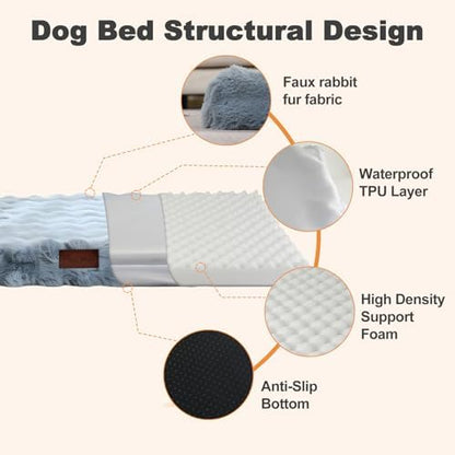 Washable Dog Bed Medium Size Dog,Orthopedic Crate Pads,36x27in Blue-Grey