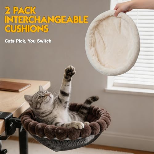 Cat Desk Bed Foldable Sunken Design, Space-Saving Circular Hammock