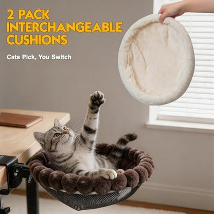 Cat Desk Bed Foldable Sunken Design, Space-Saving Circular Hammock