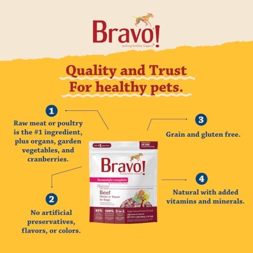 Bravo! Homestyle Complete Freeze Dried Raw Dog Food, Beef, 4 Pounds