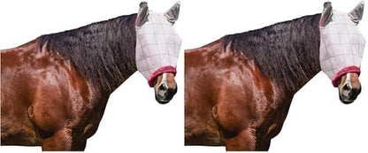 Farnam SuperMask II Horse Fly Mask with Ears, Extended Coverage Equine Fly Protection, Protects Eyes from Insects, Debris & UV, Adjustable Throat Latch, Plush Fleece Trim, Average Size (Pack of 2)