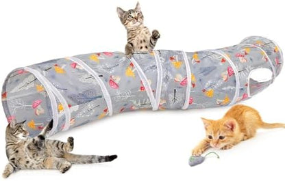 Glittme S-Shape Cat Tunnel, Foldable Cat Tunnels for Indoor Cats