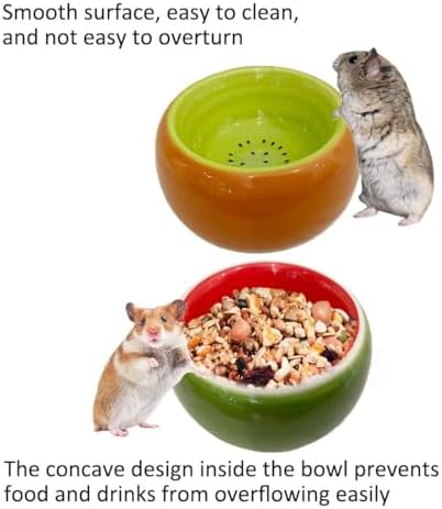 Hamiledyi 2PCS Hamster Bowl Ceramic Food Water Feeding Dish for Dwarf Syrian Hamsters Gerbils Rats Mice Sugar Glider