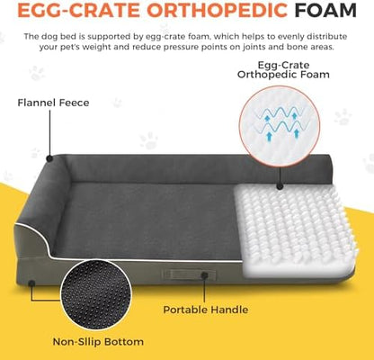 XXL Orthopedic Dog Bed, Extra Large Dogs, 48"x35", Olive Green