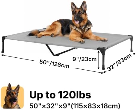 Veehoo Outdoor Elevated Dog Bed Large Sized Dogs, Cooling Raised Dog Cots