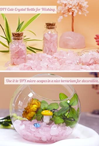 1lb Rose Quartz Aquarium Gravel Rocks Natural Tumbled Healing Crystal Chips Bulk Gemstones Tumbled Crushed Stones for Fountain Vase Filler Planters Decorative Fish Tank Potted Reiki Energy Balancing