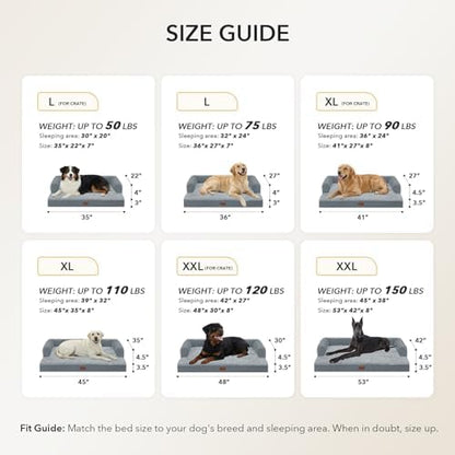 Waterproof Orthopedic Dog Bed for Large Dogs, 36x27in, Grey