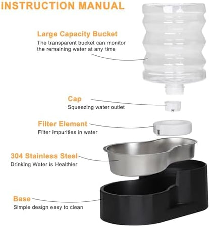 RIZZARI 5L Filtered Cat Water Dispenser: Fresh Water for Indoor Cats