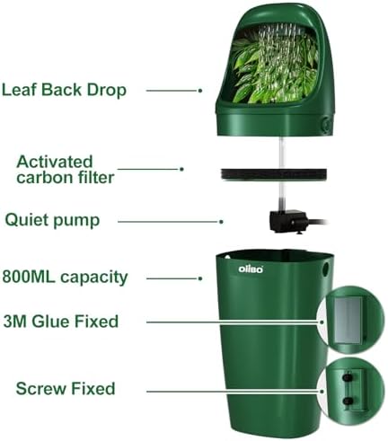 Reptile Water Fountain Chameleon Water Dripper, Reptile Water Dispenser with 800ml Large Capacity, Terrarium Waterfall Drinking Fountain for Bearded Dragon Gecko Lizard