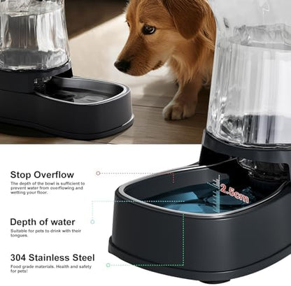 Automatic Dog Water Dispenser, Stainless Steel Bowls Feeder, 100% BPA-Free