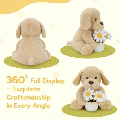 MaoGoLan Dog Stuffed Animal Kawaii Cute Dog Plush, 11.8" Flower Stuffed Dog Puppy Plushies Toy, Gift for Girls Kids Boys Adults, Room Office Desk Decor