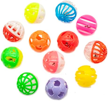 Fashion's Talk 12PCS Value Pack Plastic Ball Cat Toys Lattice Balls with Bell Jingle Kitten Toy,Gift Box 1.5" 6 Styles (Pack of 3)