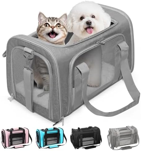 Soft-Sided Cat Carrier 20x13x13 in Expandable Travel Pet Bag 22LBS