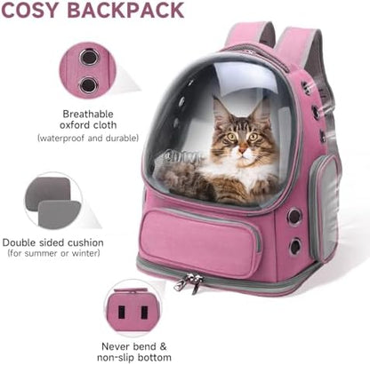 Cawypety Cat Backpack Carrier Large Space Bubble Backpack up to 12lbs Pink