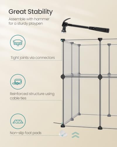 SONGMICS Clear Pet Playpen, Modular Plastic Enclosure