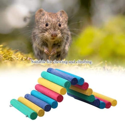 PINVNBY PIVBY 2PCS Wooden Hamster Bridge, Flexible Natural Wooden Ladder Bridge Tunnel Hideout, Hamster cage Accessories for Small Animals Guinea Pig, Rat, Chinchilla, Gerbil, Mice, Mouse (Colorful)