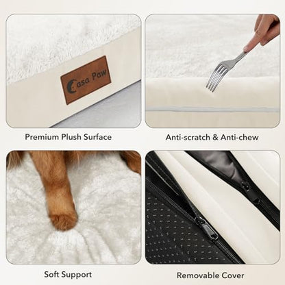 Waterproof Orthopedic Dog Bed for Medium Dogs, 35x22in, Beige