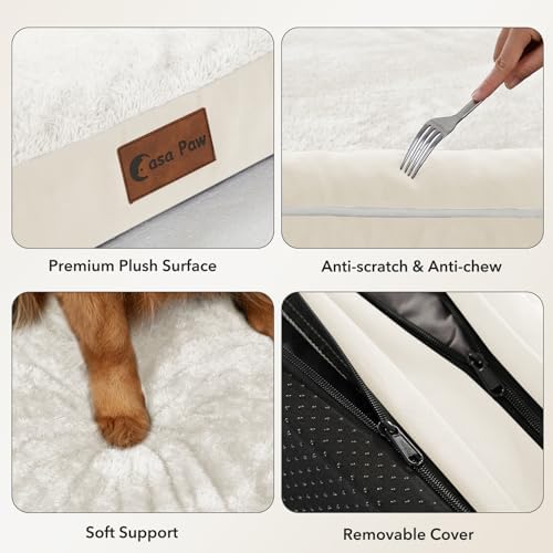 Orthopedic Washable Dog Bed for Extra Large Dogs, 45x35in, Beige