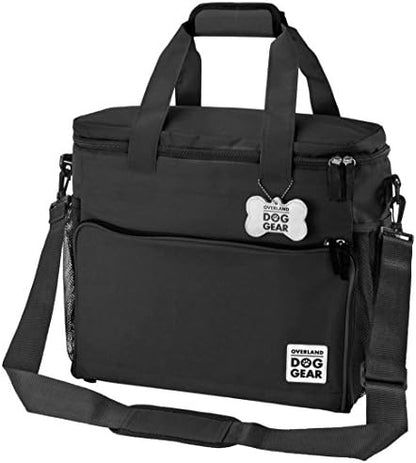 Mobile Dog Gear, Week Away Dog Travel Bag for Medium and Large Dogs, Includes Lined Food Carriers and 2 Collapsible Dog Bowl, Black