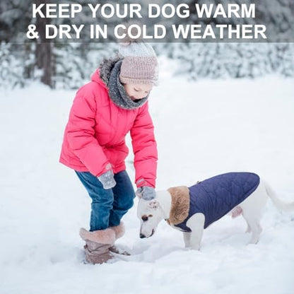 BEAUTYZOO Warm Dog Puffer Jacket Vest, Dog Winter Coat with Harness,Blue XS