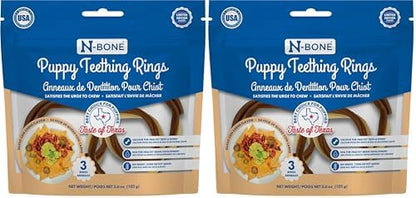 N-Bone Puppy Teething Rings Taste of Texas Queso Con Carne Flavor 3 Count (Pack of 2)