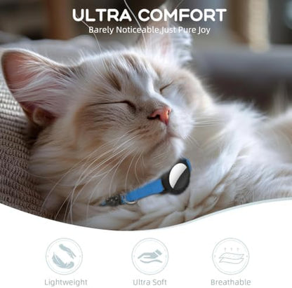 AirTag Cat Collars, Stretchy Collar with AirTag Holder and Bell