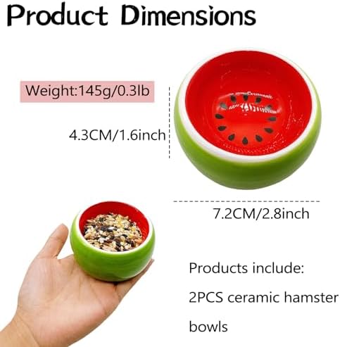 Hamiledyi Hamster Bowl 2 Pack Ceramic Gerbil Food Dish Feeding Bowls for Dwarf Syrian Hamsters Mice Rats Mouse Sugar Glider